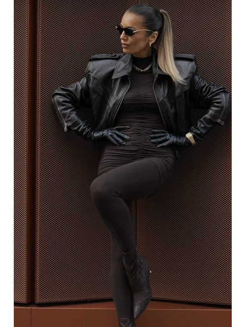 Sukienka z drapowaniem na dole OLUSJA czekoladowa 17 - photo #40