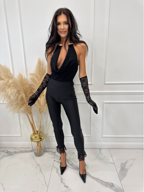 Czarne rękawiczki długie koronkowe QUEEN 17 - photo #0