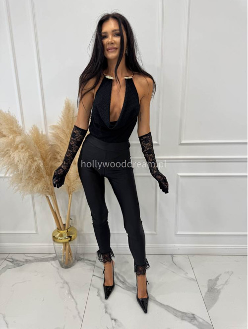 Czarne rękawiczki długie koronkowe QUEEN 17 - photo #4