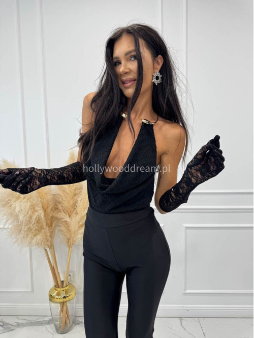 Czarne rękawiczki długie koronkowe QUEEN 17 - photo #7