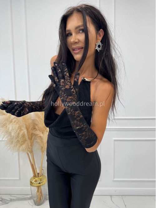 Czarne rękawiczki długie koronkowe QUEEN 17 - photo #8