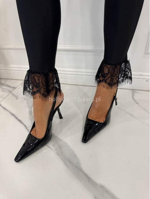 Czarne legginsy dopasowane zakończone koronką VIOLETTE 17 - photo #12