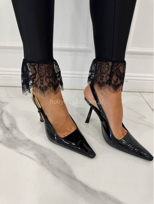 Czarne legginsy dopasowane zakończone koronką VIOLETTE 17 - photo #13
