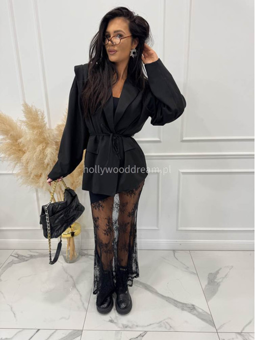 Czarna sukienka z koronkowym dołem bandeau FIONA 19 - photo #3