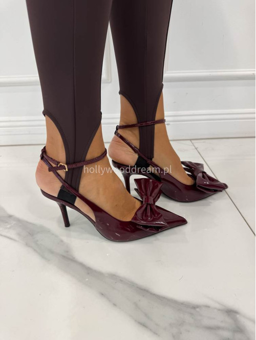 Czekoladowe legginsy bawełniane z zapiętką i przeszyciami MIRON 171 - photo #7