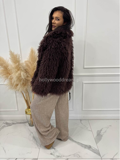 Ciemno beżowy komplet bluza z zamkiem + szerokie spodnie PEONIA 183 - photo #3