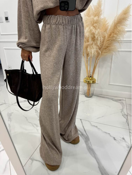 Ciemno beżowy komplet bluza z zamkiem + szerokie spodnie PEONIA 183 - photo #9