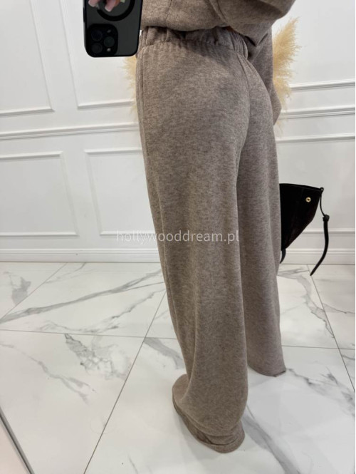 Ciemno beżowy komplet bluza z zamkiem + szerokie spodnie PEONIA 183 - photo #11