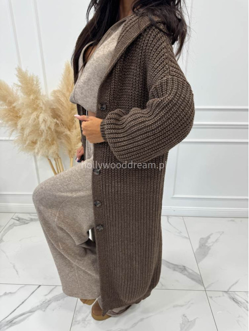 Ciemno beżowy komplet bluza z zamkiem + szerokie spodnie PEONIA 183 - photo #20