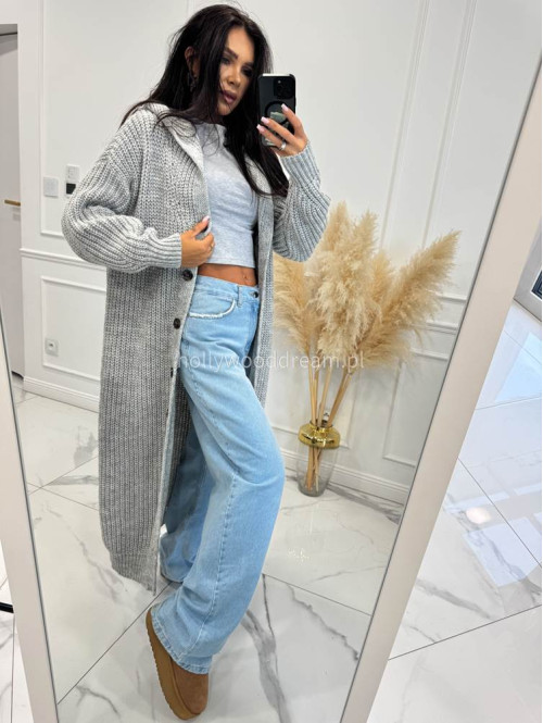 Szary kardigan z kapturem Dominika 25 - photo #1