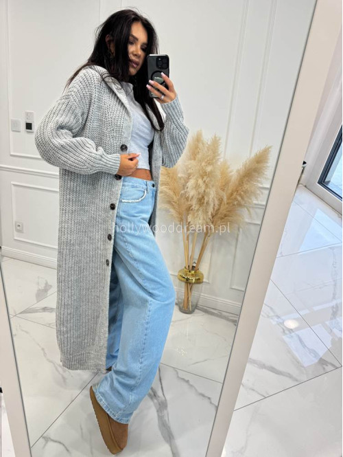 Szary kardigan z kapturem Dominika 25 - photo #2