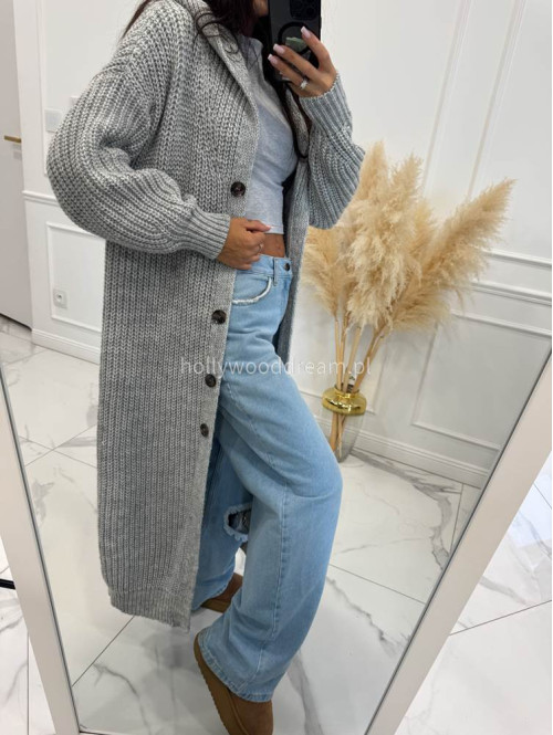 Szary kardigan z kapturem Dominika 25 - photo #3