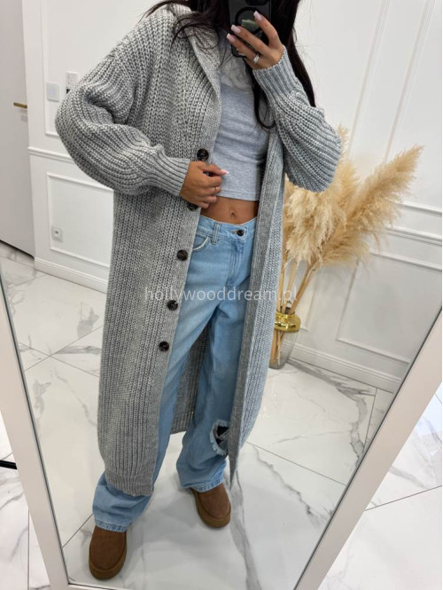 Szary kardigan z kapturem Dominika 25 - photo #4