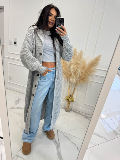 Szary kardigan z kapturem Dominika 25 - photo #5