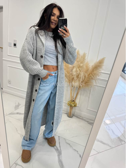 Szary kardigan z kapturem Dominika 25 - photo #6