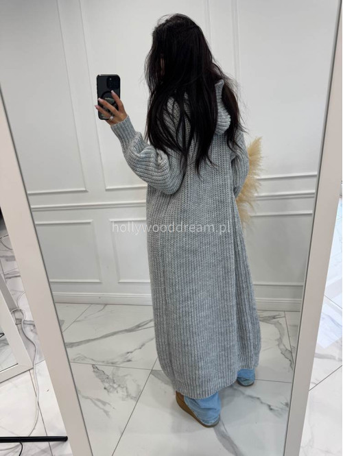 Szary kardigan z kapturem Dominika 25 - photo #7