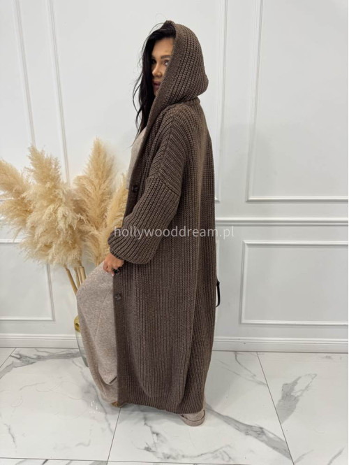 Brązowy kardigan z kapturem Dominika 25 - photo #1