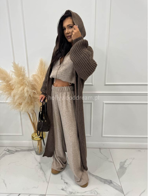 Brązowy kardigan z kapturem Dominika 25 - photo #3