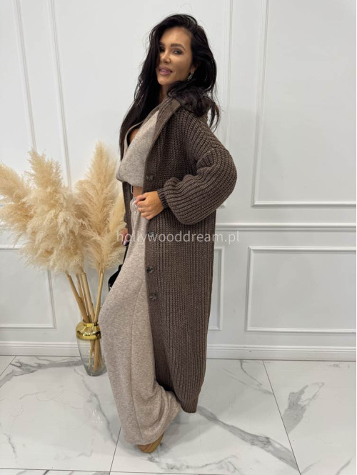 Brązowy kardigan z kapturem Dominika 25 - photo #4