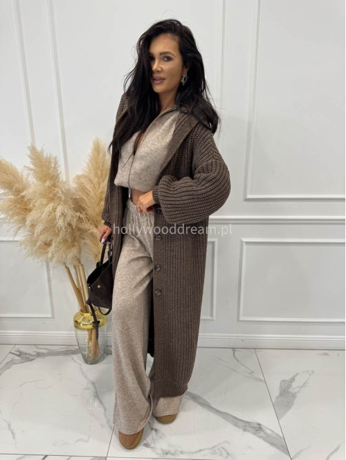 Brązowy kardigan z kapturem Dominika 25 - photo #8