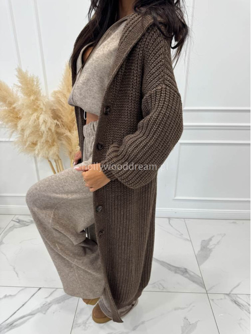 Brązowy kardigan z kapturem Dominika 25 - photo #10