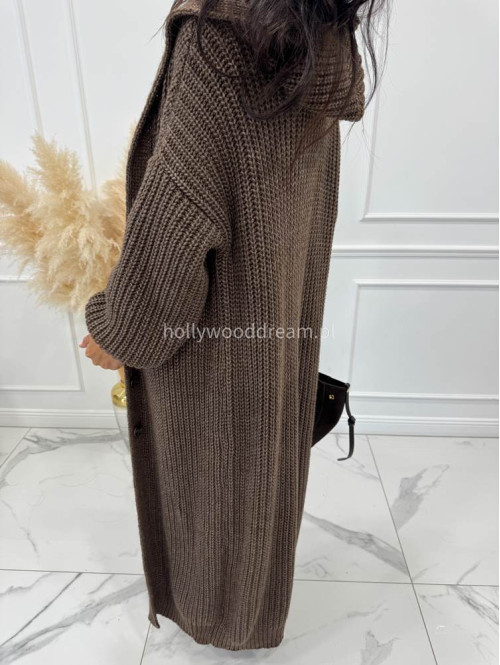 Brązowy kardigan z kapturem Dominika 25 - photo #11