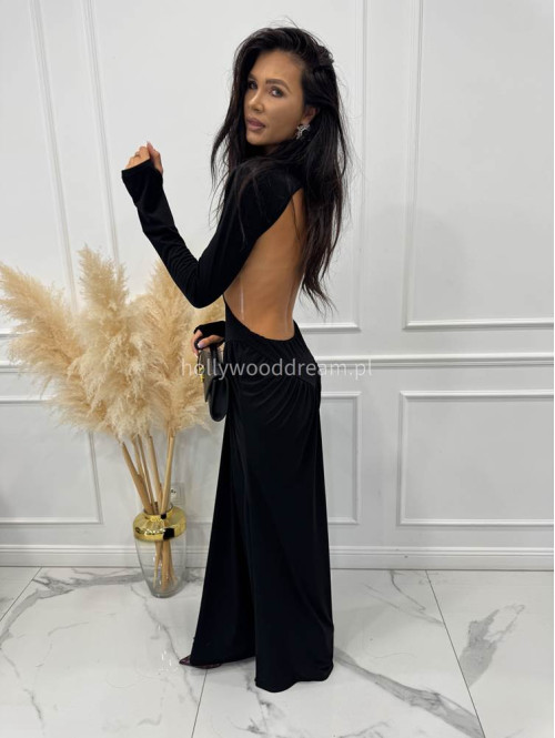 Czarna Sukienka maxi golf + wycięte plecy Elonora 19 - photo #6