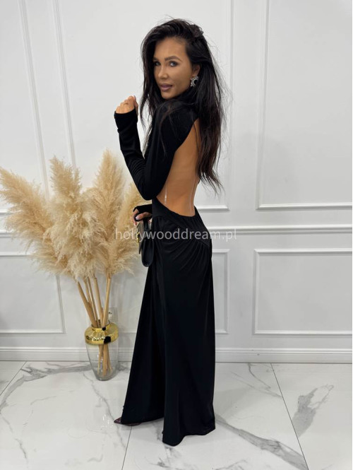 Czarna Sukienka maxi golf + wycięte plecy Elonora 19 - photo #7