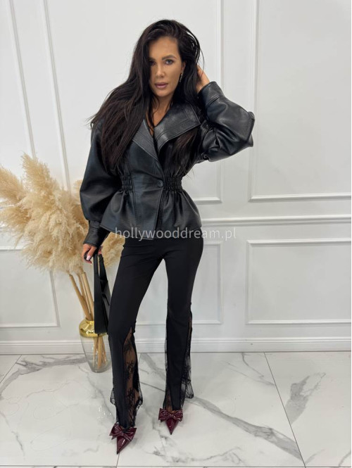 Czarne spodnie dzwony z koronką na dole CASSIO 17 - photo #1