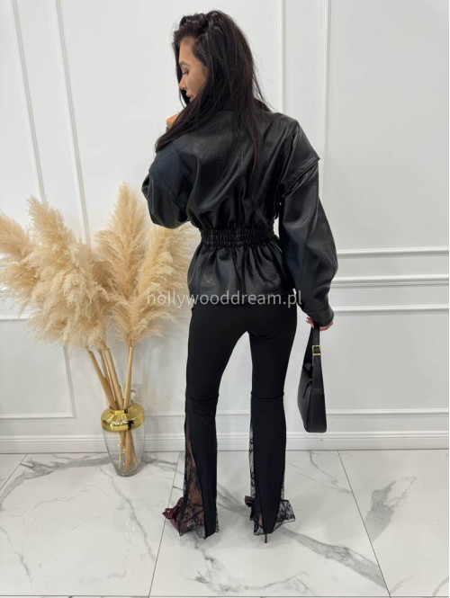 Czarne spodnie dzwony z koronką na dole CASSIO 17 - photo #5