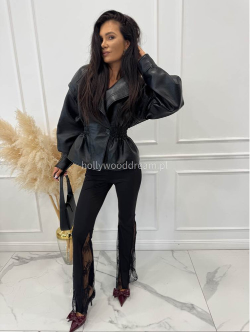 Czarne spodnie dzwony z koronką na dole CASSIO 17 - photo #6