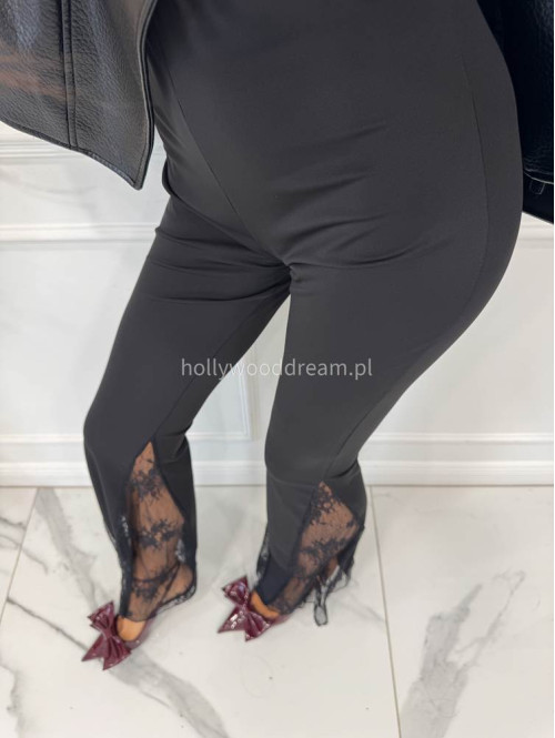 Czarne spodnie dzwony z koronką na dole CASSIO 17 - photo #11