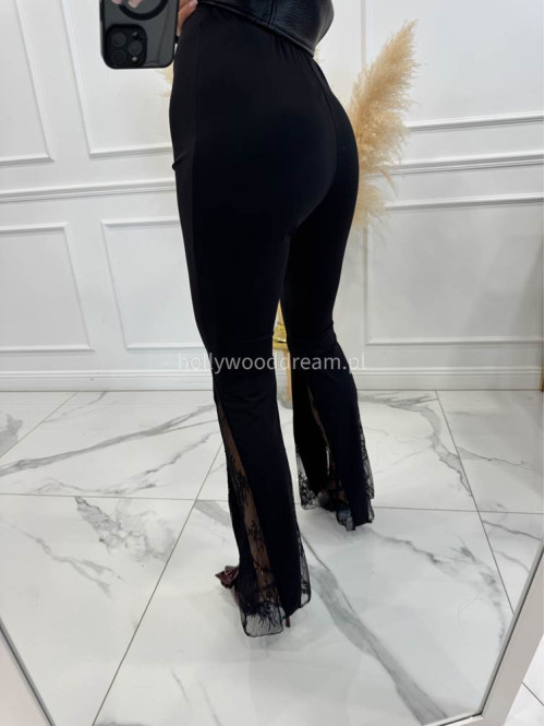 Czarne spodnie dzwony z koronką na dole CASSIO 17 - photo #12