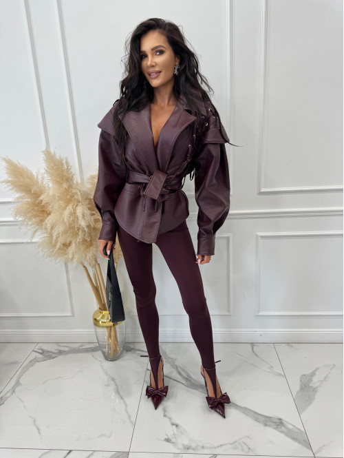 Bordowe legginsy z zakładką na palec DENIS 19 - photo #0