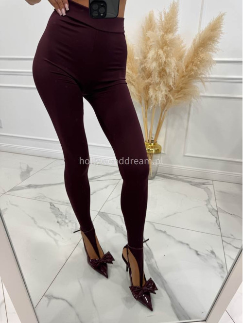 Bordowe legginsy z zakładką na palec DENIS 19