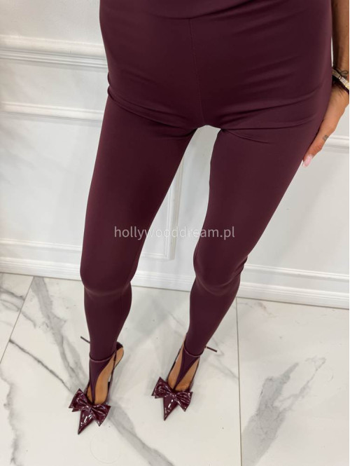 Bordowe legginsy z zakładką na palec DENIS 19 - photo #4