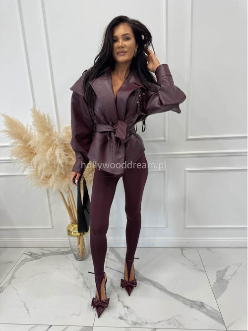 Bordowe legginsy z zakładką na palec DENIS 19 - photo #9