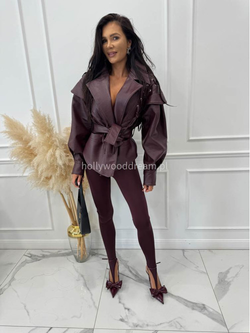 Bordowe legginsy z zakładką na palec DENIS 19 - photo #10