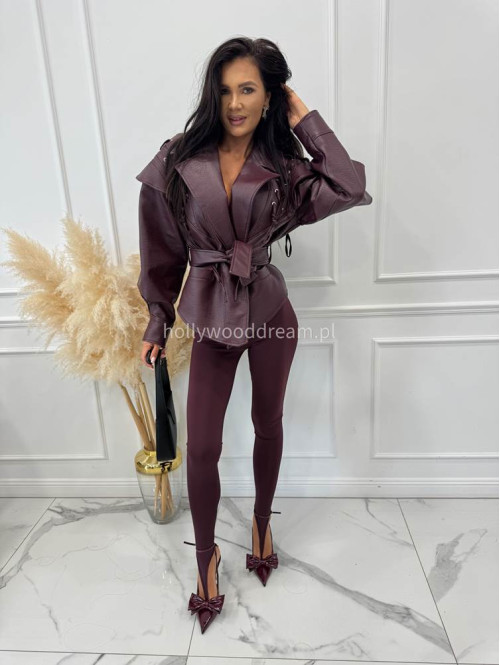 Bordowe legginsy z zakładką na palec DENIS 19 - photo #11