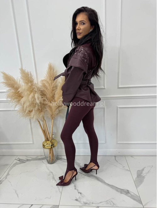 Bordowe legginsy z zakładką na palec DENIS 19 - photo #12