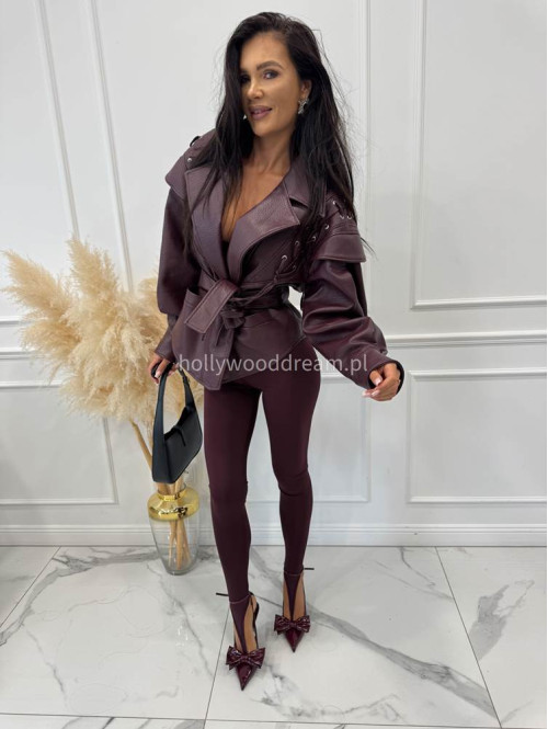 Bordowe legginsy z zakładką na palec DENIS 19 - photo #14