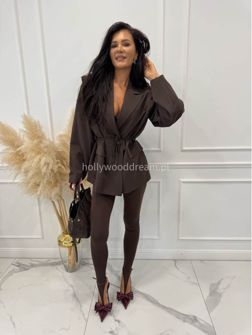 Brązowe legginsy z zakładką na palec DENIS 19 - photo #7