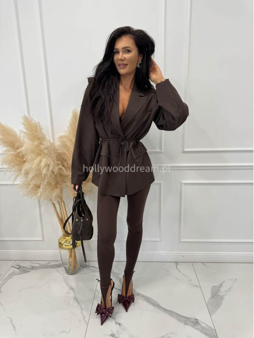 Brązowe legginsy z zakładką na palec DENIS 19 - photo #8