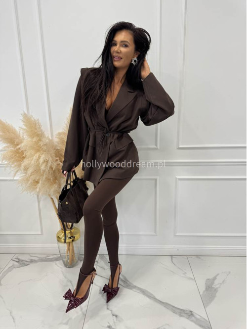 Brązowe legginsy z zakładką na palec DENIS 19 - photo #12