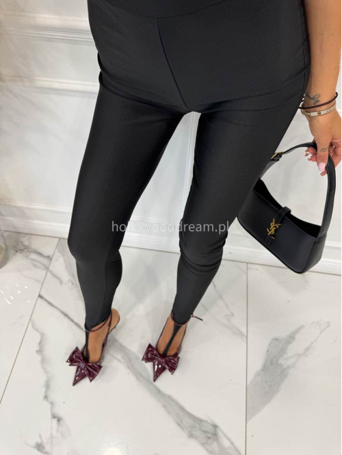 Czarne legginsy z zakładką na palec DELION 17 - photo #8