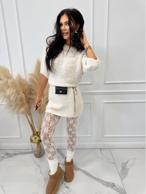 Kremowy sweter bukla z rękawem 3/4 INEZ 94