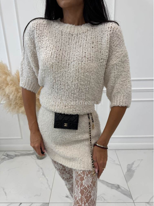 Kremowy sweter bukla z rękawem 3/4 INEZ 94 - photo #1