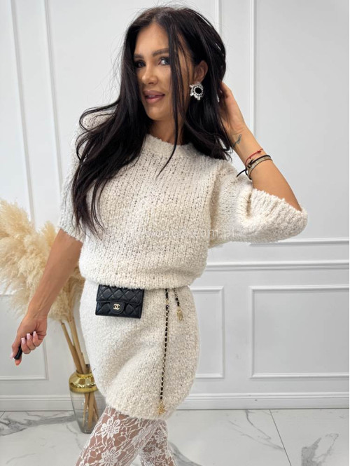 Kremowy sweter bukla z rękawem 3/4 INEZ 94 - photo #4