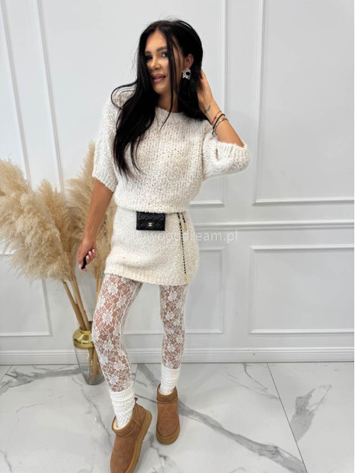 Kremowy sweter bukla z rękawem 3/4 INEZ 94 - photo #8