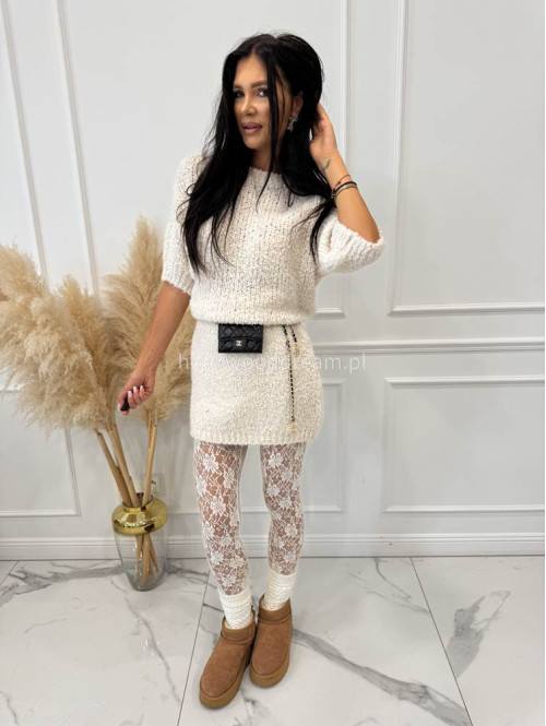 Kremowy sweter bukla z rękawem 3/4 INEZ 94 - photo #11